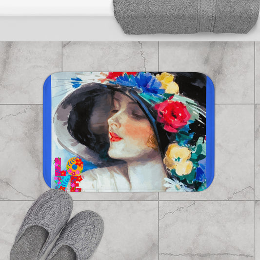 Vintage Floral Love Bath Mat - Elegant Bathroom Decor