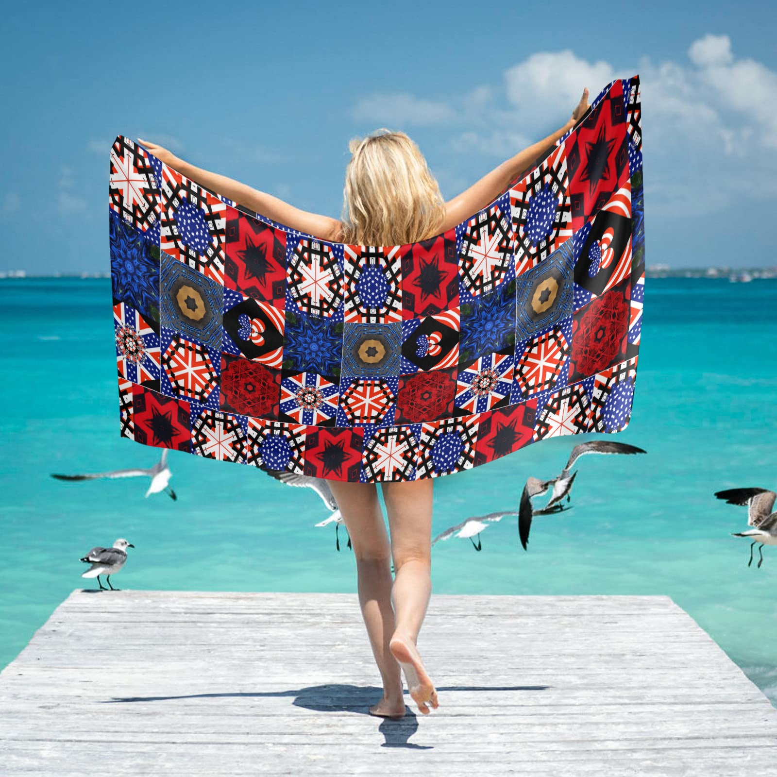 USA Patchwork Design Beach Towel - 31