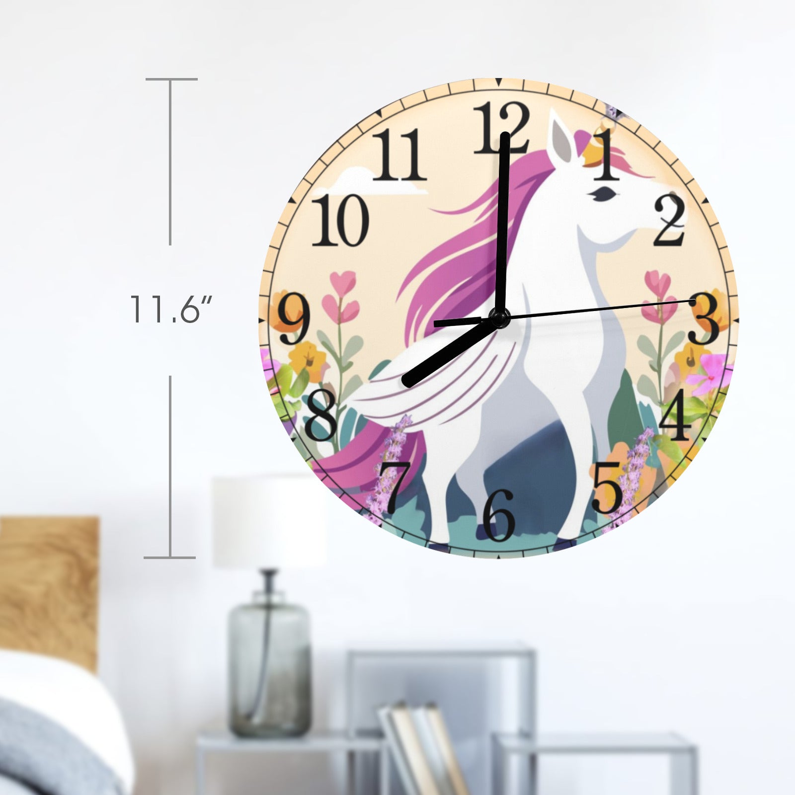 Unicorn with Wings Personalized Wall Clock(Made in USA)