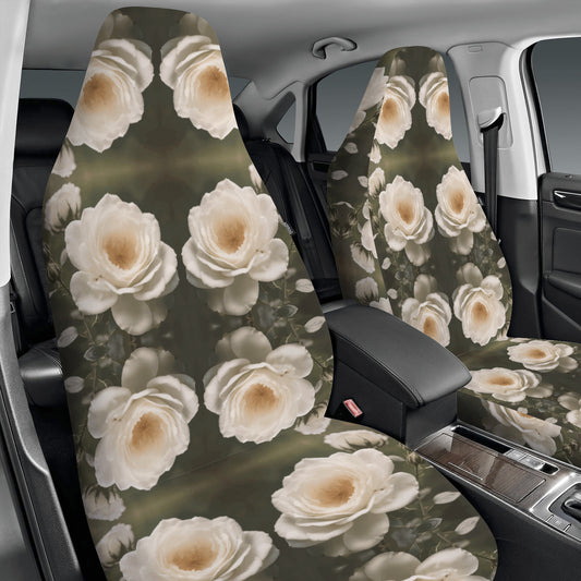 White Roses Car Seat Covers (Set of 2) | Ships from USA