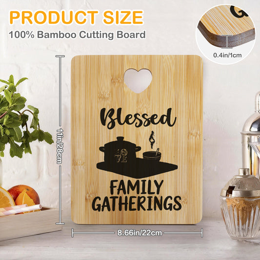 Blessed Family Gatherings Custom Rectangle Bamboo Cutting Board (One Side Printing) | Ships from USA