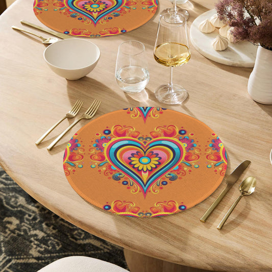 1970s Heart Custom Round Placemat - 4 pack (Made in USA)
