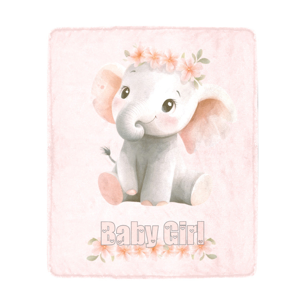 Pink Baby Girl Elephant Ultra-Soft Micro Fleece Blanket (Made in USA)
