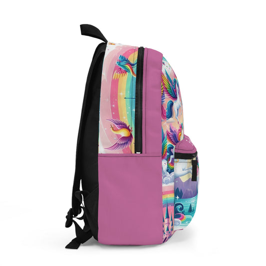 Unicorn Fantasy Castle Customizable Backpack, Preschool Bag, Magical Rainbow Backpack