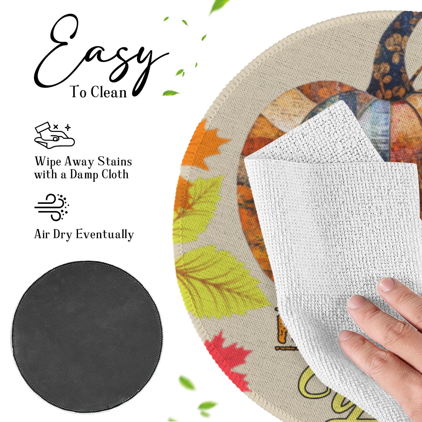 Happy Fall Y'all Pumpkin Autumn Round Place Mat (Made in USA)