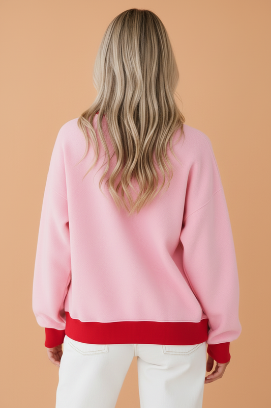 Merry Polka Dot Colorblock Christmas Sweatshirt