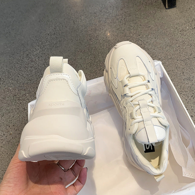 Elegant Women's Lace Up Thick Platform Lightweight Casual Sneakers
