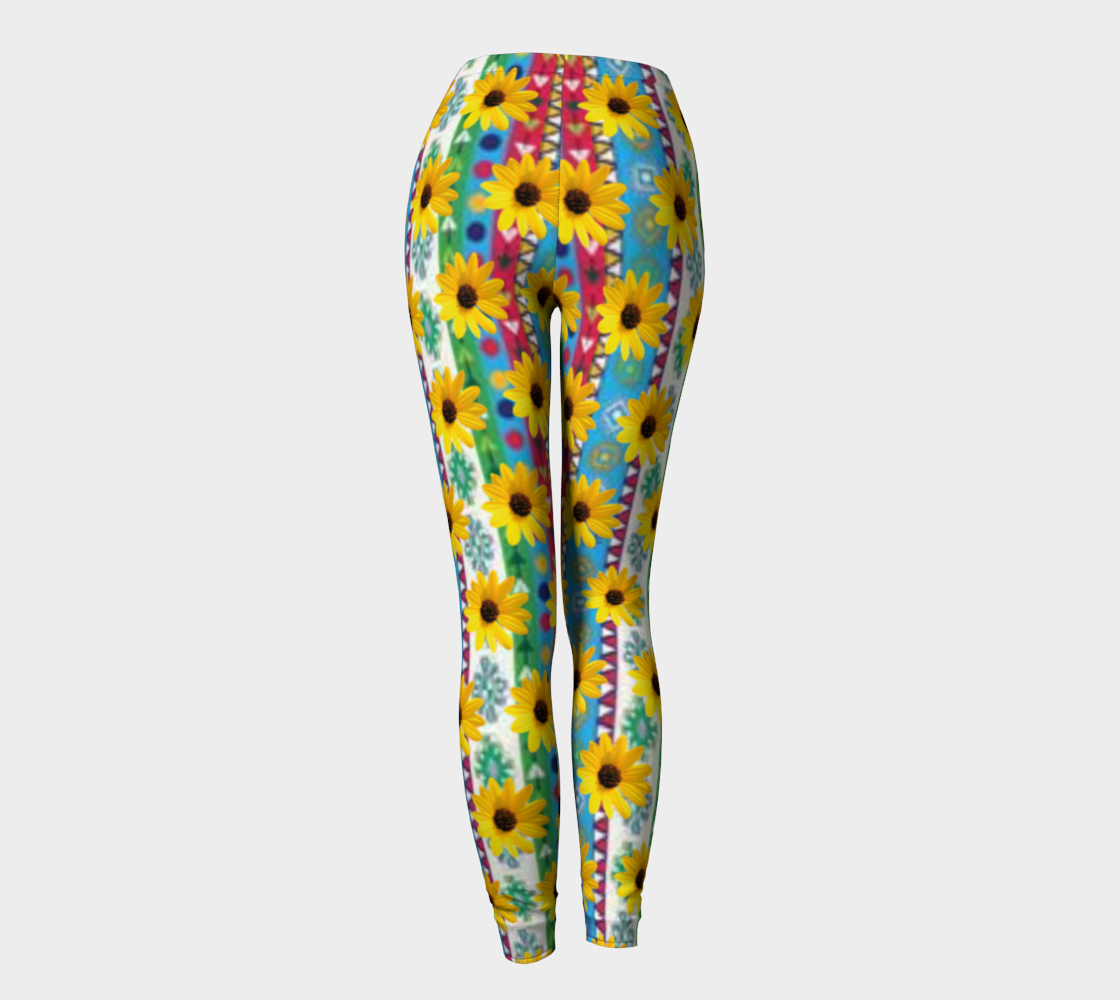 Black Eyed Susan's on Colorful Striped Leggings