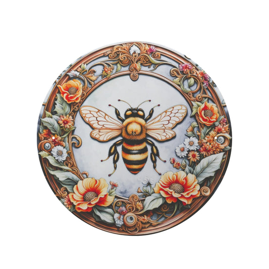 Letrero metálico redondo con marco de abejorro (fabricado en EE. UU.)