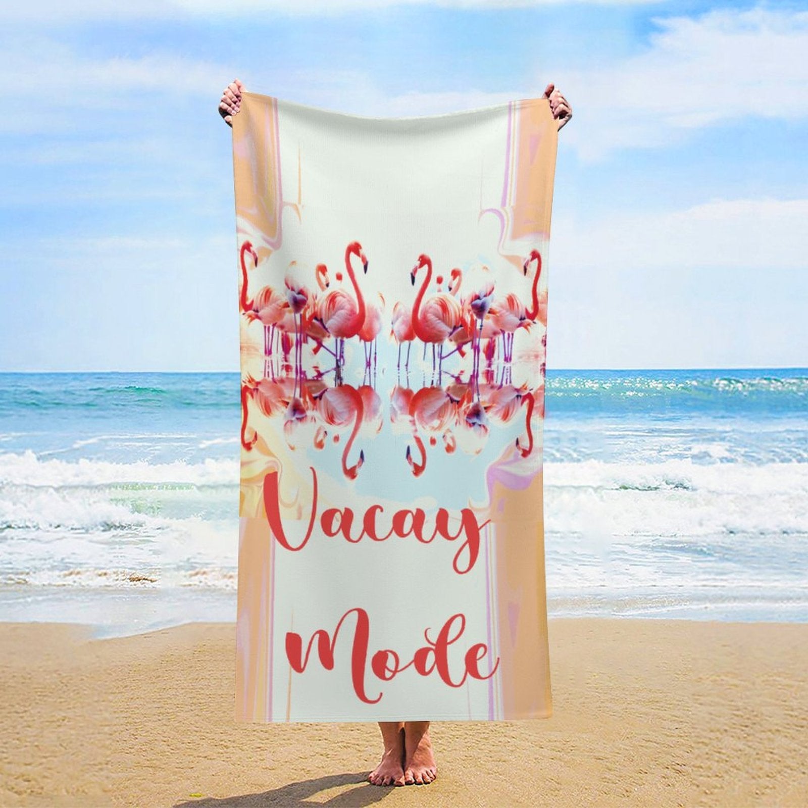 Flamingos Vacay Mode Beach Towel (Made in USA)