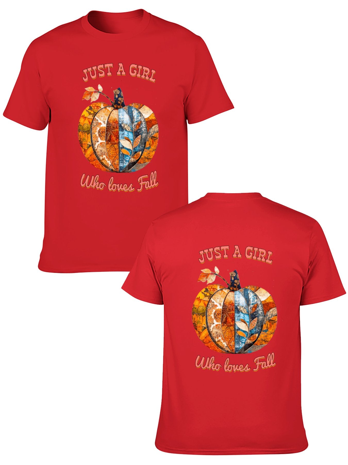 Just a Girl Who Loves Fall Pumpkins Short Sleeve T-Shirt (Double-sided Printing)