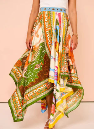 Peponi Boho Irregular Printed Skirt for Women - Summer Casual Style