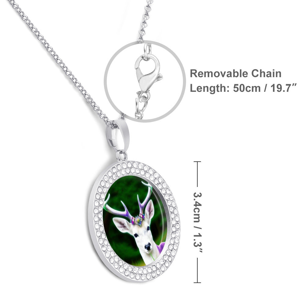 Printed Design Multicolored Diamond Pendant & Necklace