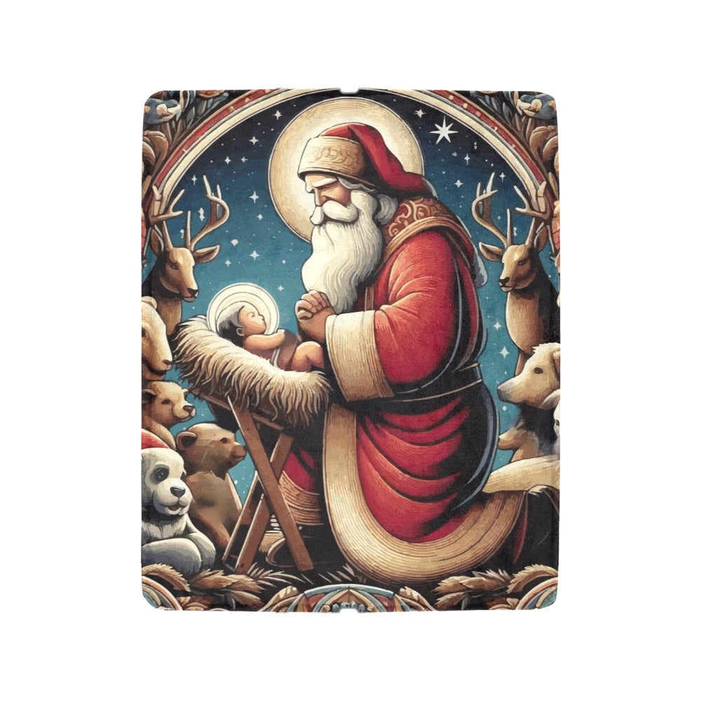 Santa with Baby Jesus Ultra-Soft Micro Fleece Blanket (Made in USA)