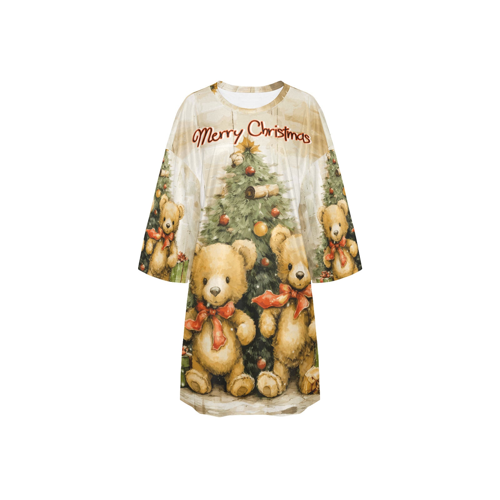 Women's Christmas Teddy Bears Oversized Sleep Shirt