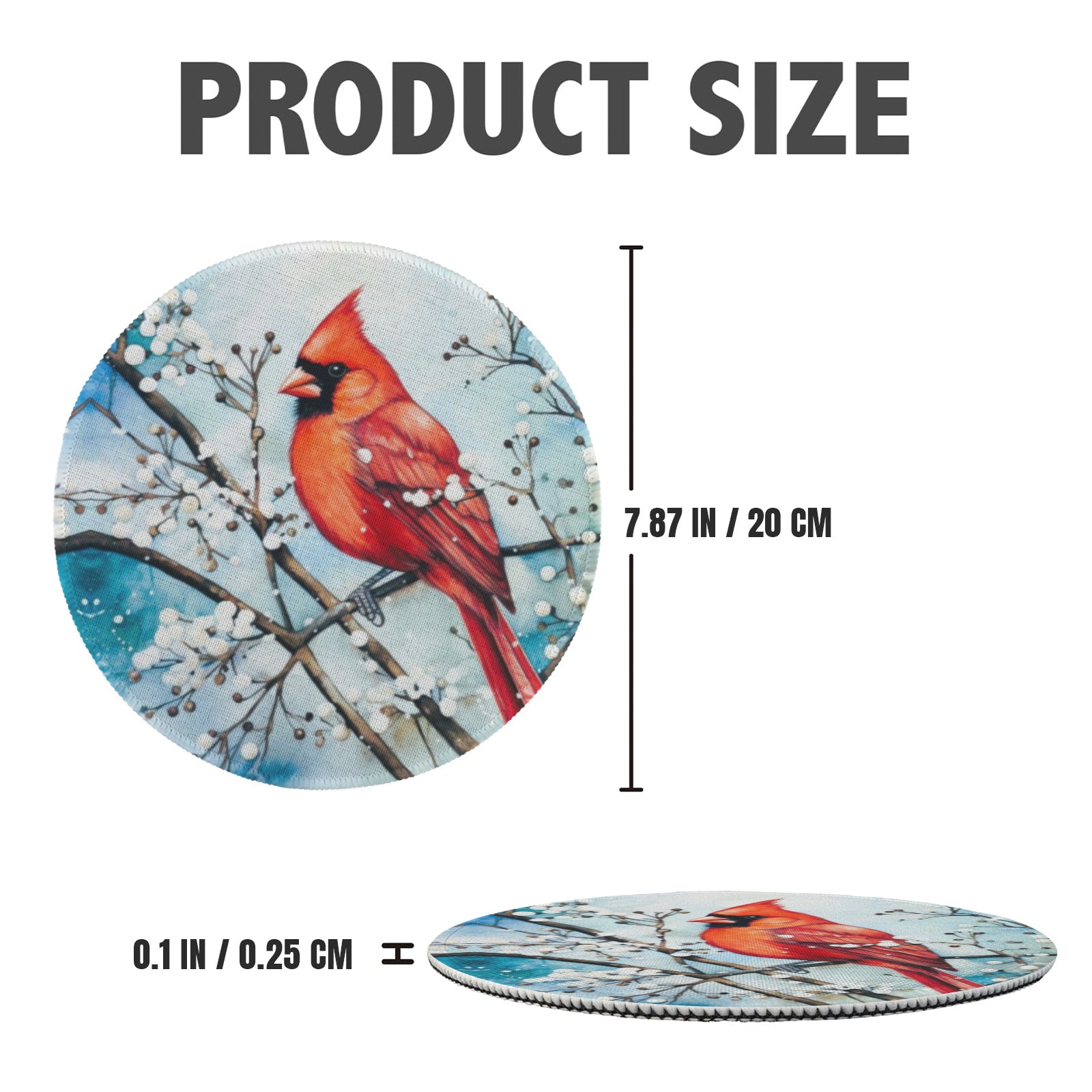 Red Bird in the Snow Custom Round Placemat - 4 pack (Made in USA)
