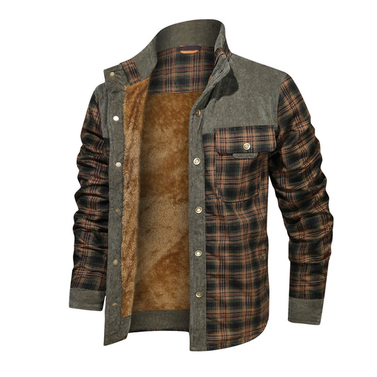 Men's Plaid Warm Fleece Thick Shirt Jacket