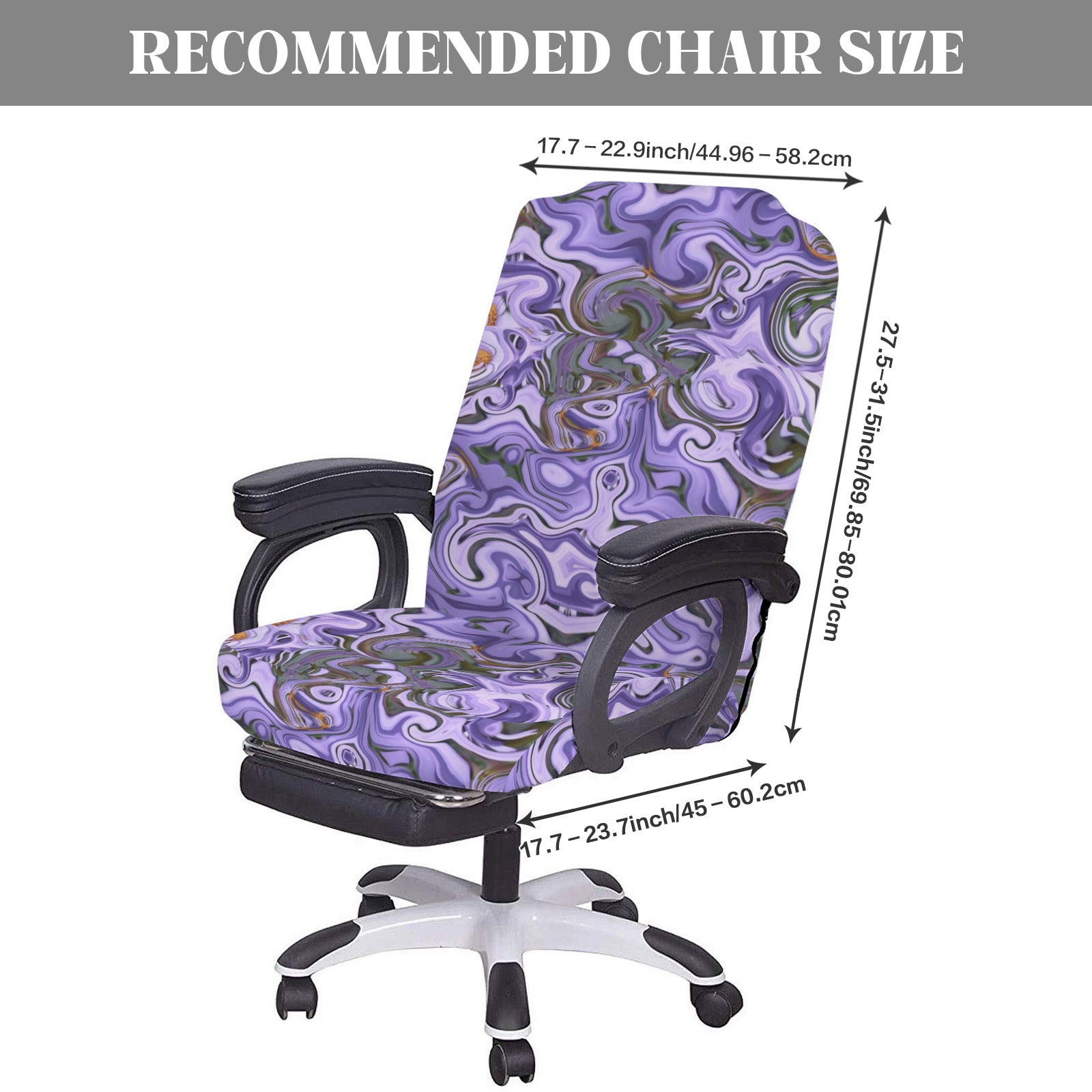 Purple and Grey Marble Office Chair Cover (Made in the USA)