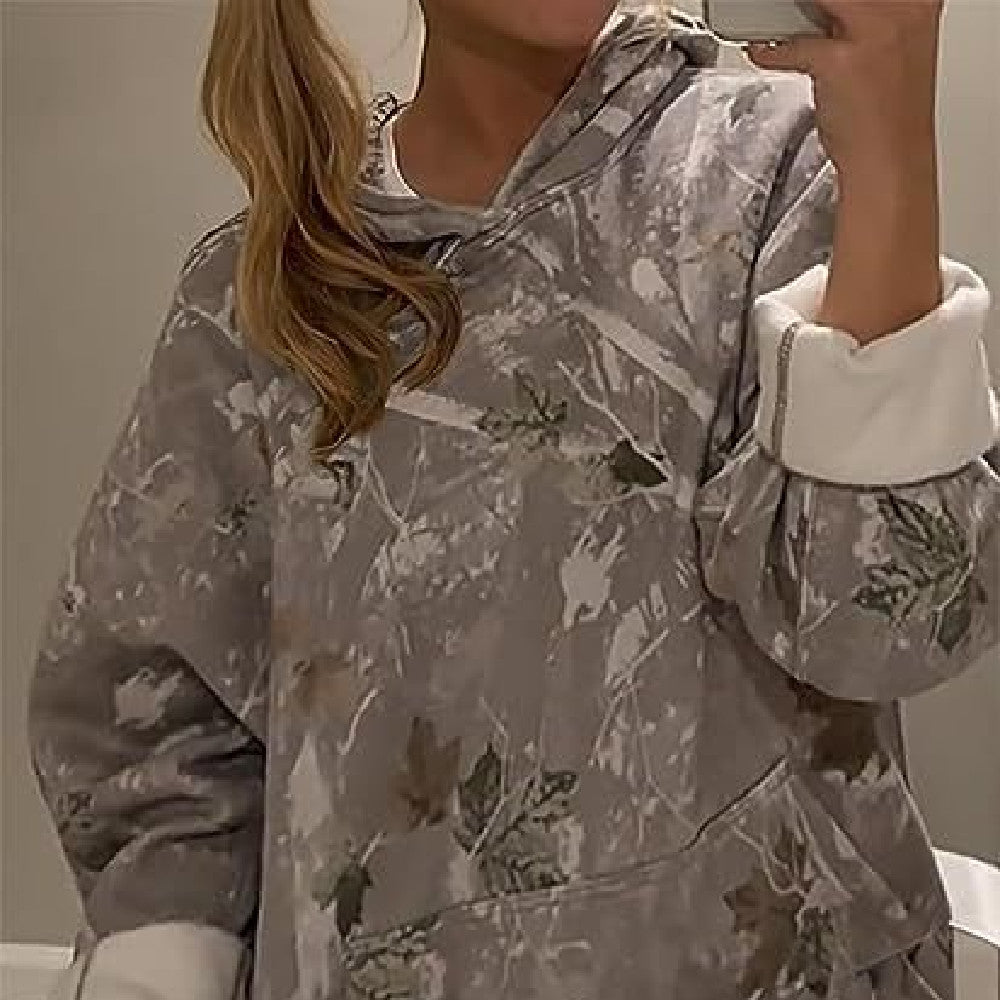Women's Camo Fashion Casual Pocket Top Hoodie