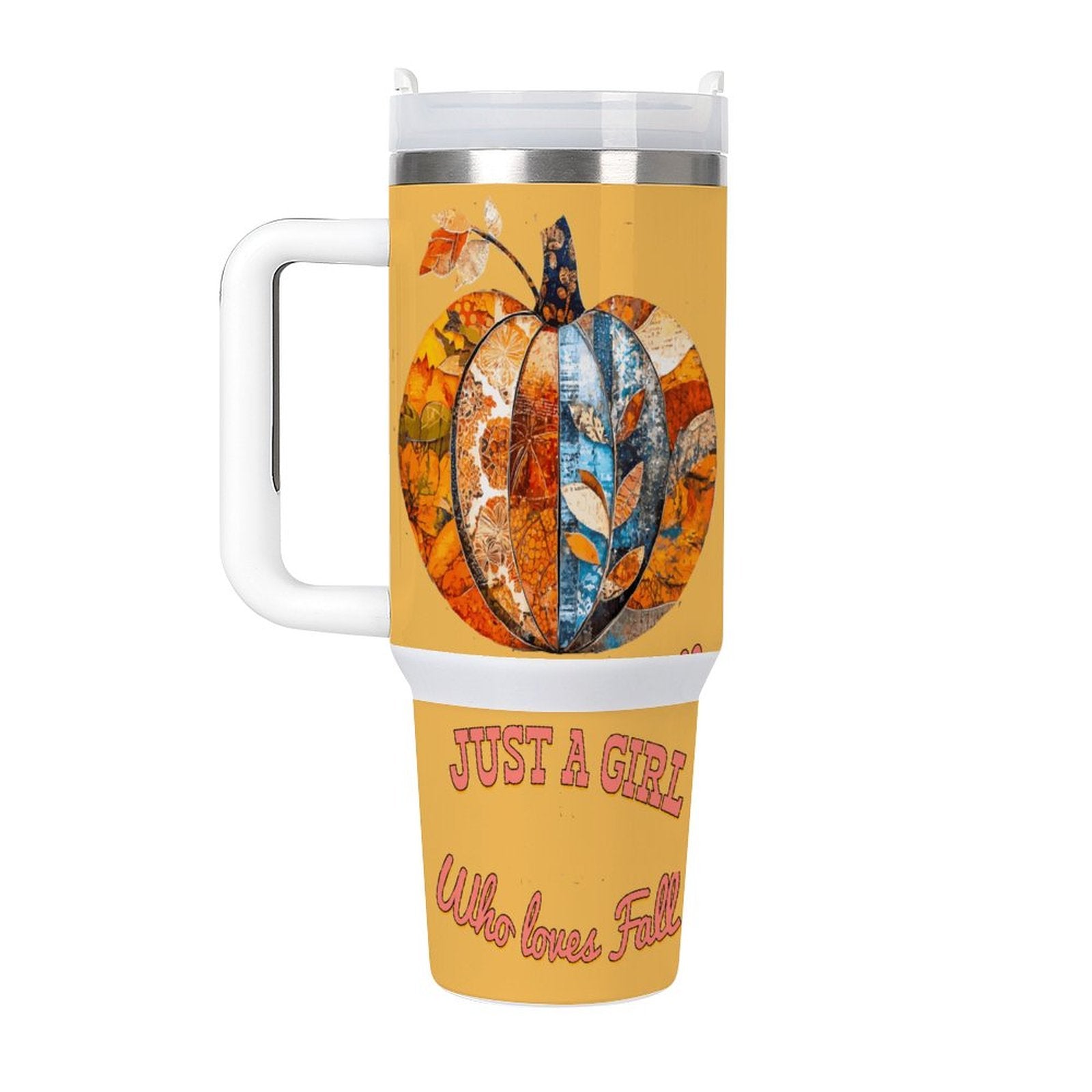 Just a Girl Who Loves Fall Pumpkins 40oz Stainless Steel Insulated Tumbler with Handle and Lid