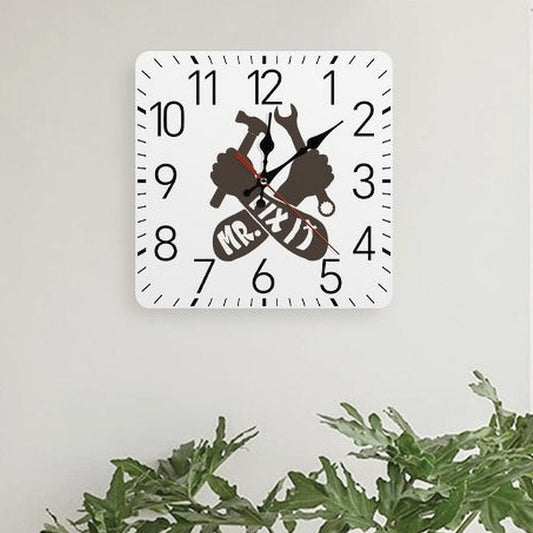 Mr. Fix It Mechanic Square Wall Clock with Numbers | Ships from USA