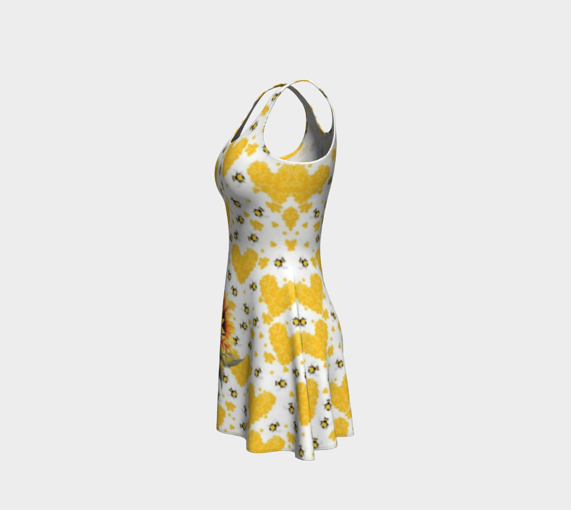 Yellow Hearts and Honey Bees Flared Short Dress