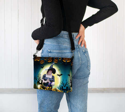 Halloween Witch Vegan Leather Crossbody Bag