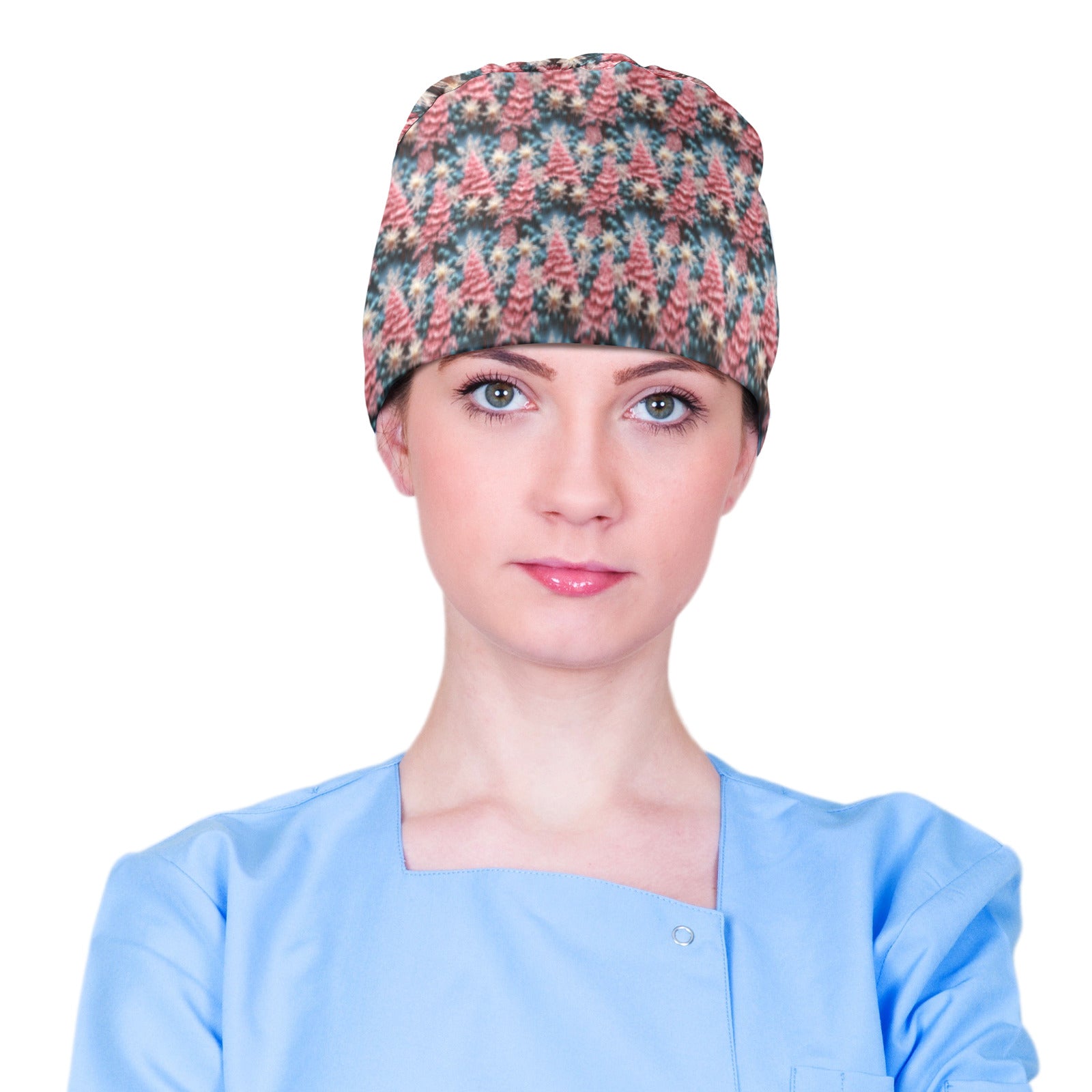 Pink Christmas Trees Medical Scrub Cap (Made in USA)