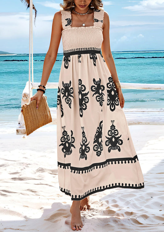Palace Style Elegant Lace Hem Sleeveless Maxi Summer Dress