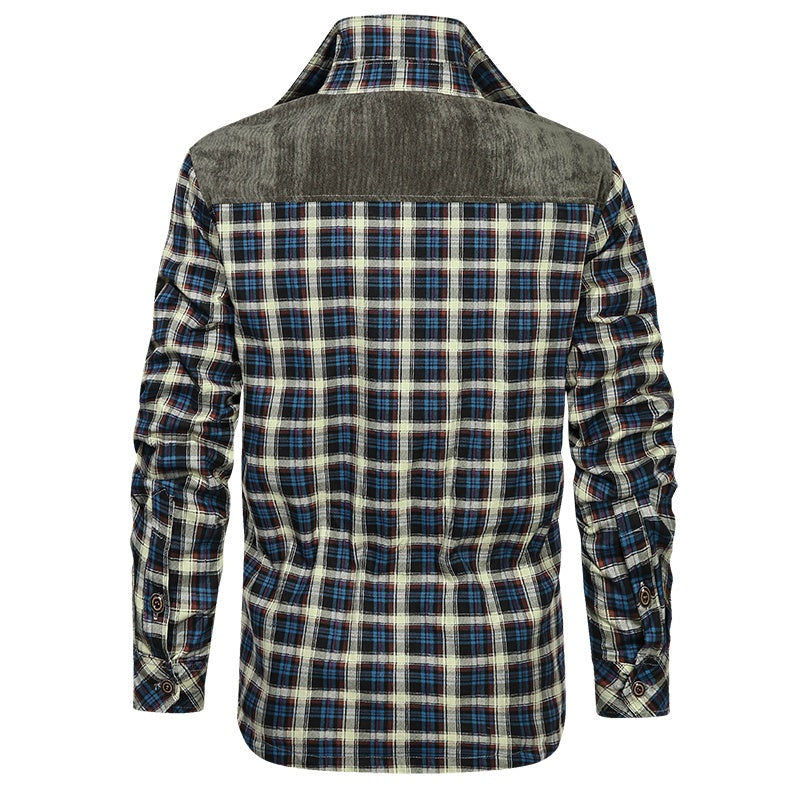 Men's Thick Fleece Casual Fit Warm Plaid Jacket