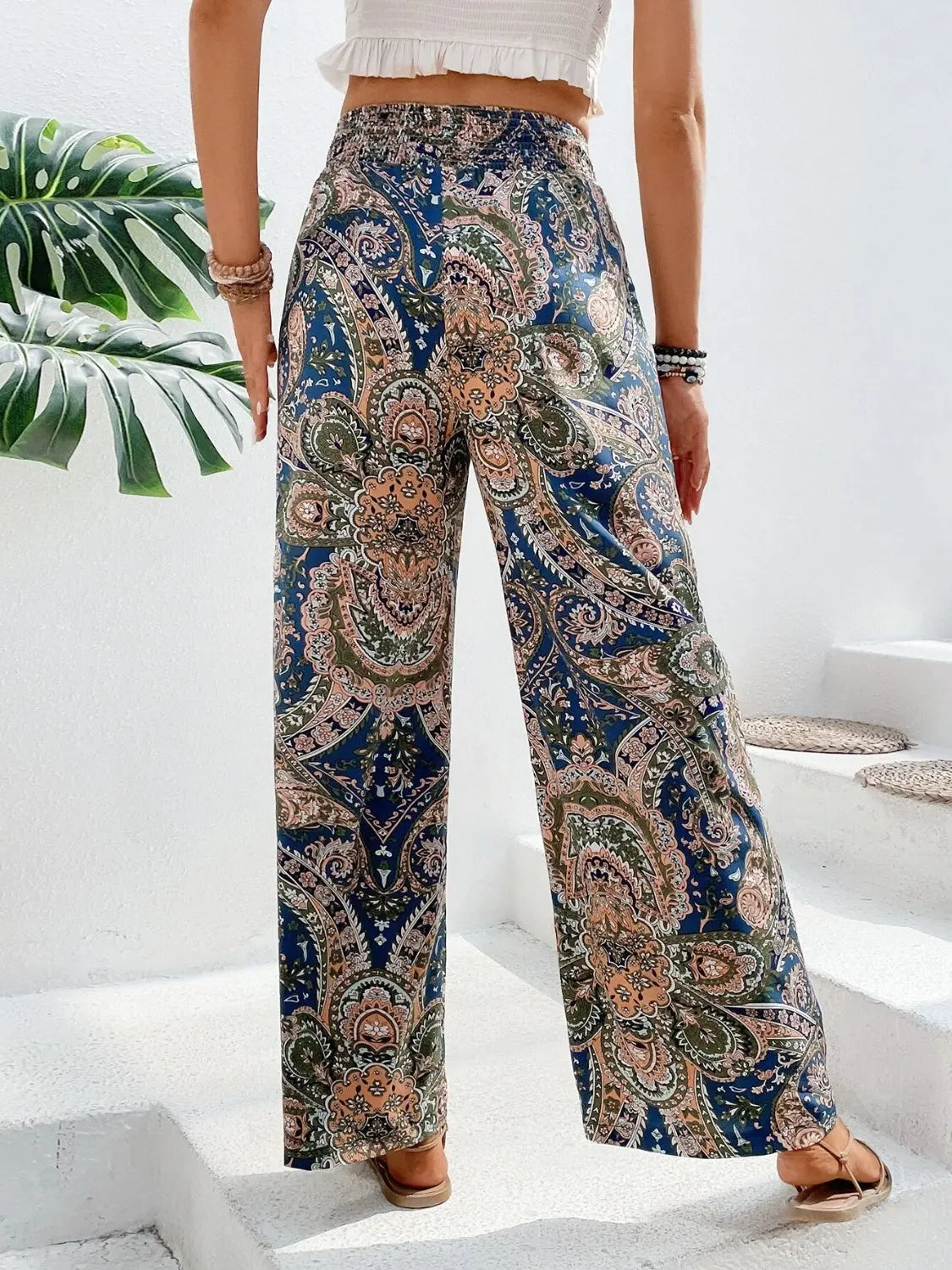Boho Chic Paisley Printed Wide Leg Pants