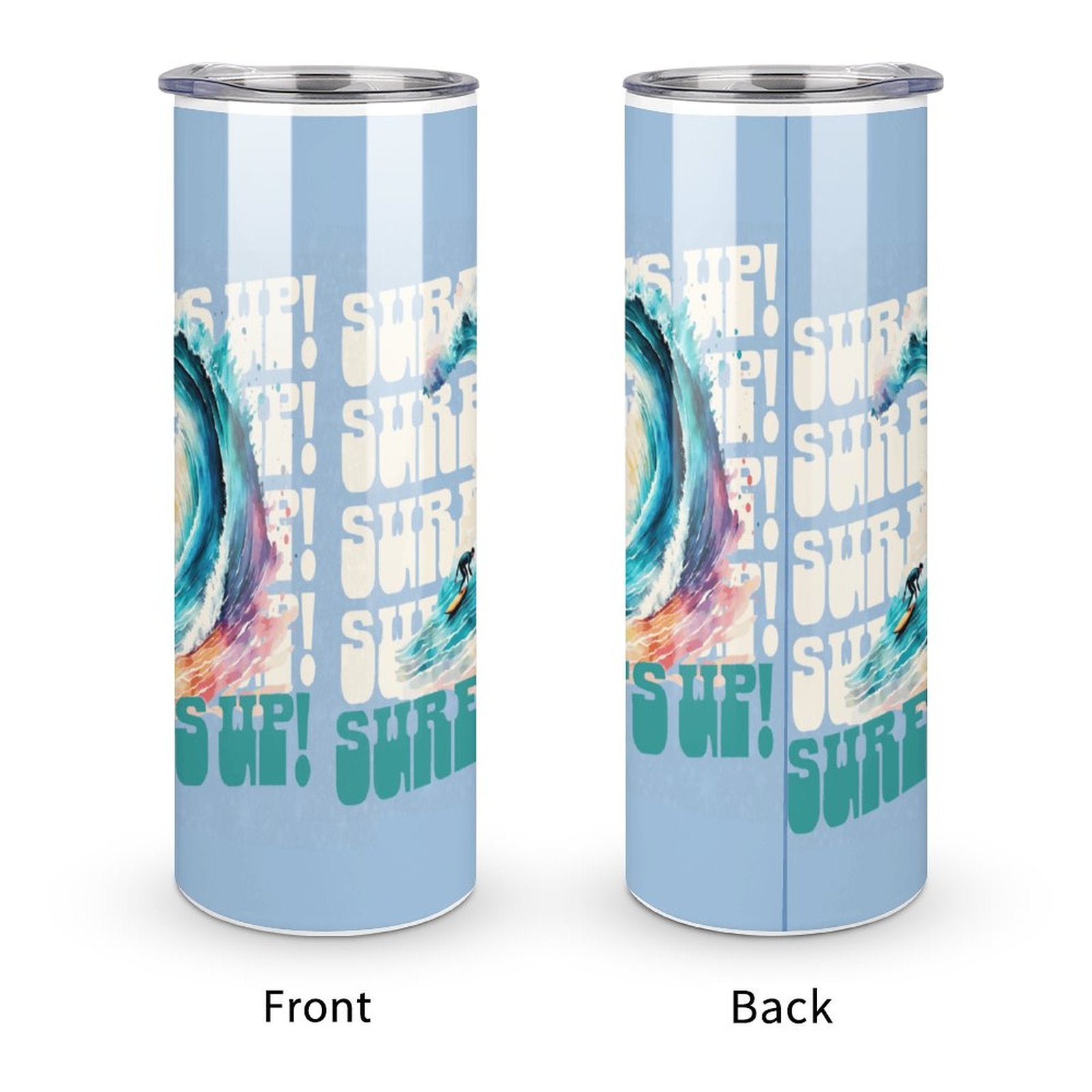 Surf's Up 20oz Skinny Stainless Steel Straight Cup-With Lid