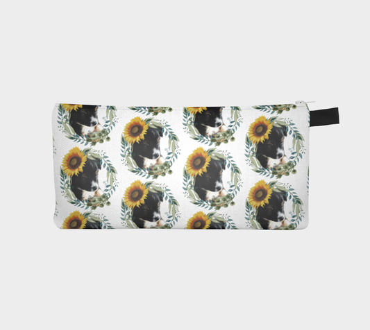 Cute Puppy with Sunflowers Pencil Case