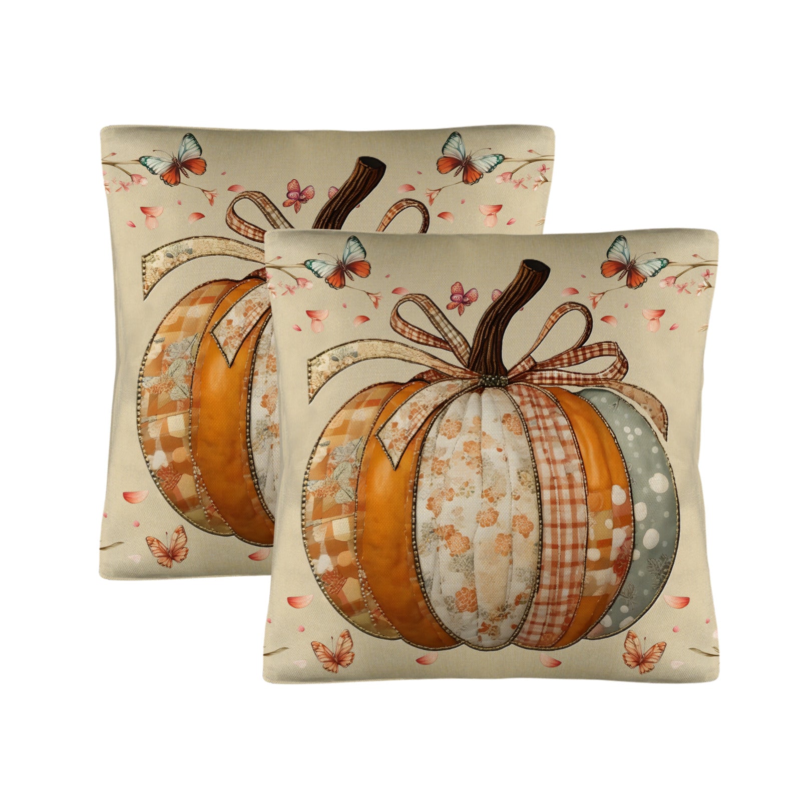 Fall Patchwork Pumpkin Pillow Covers Throw Pillow Cases (Made in USA)