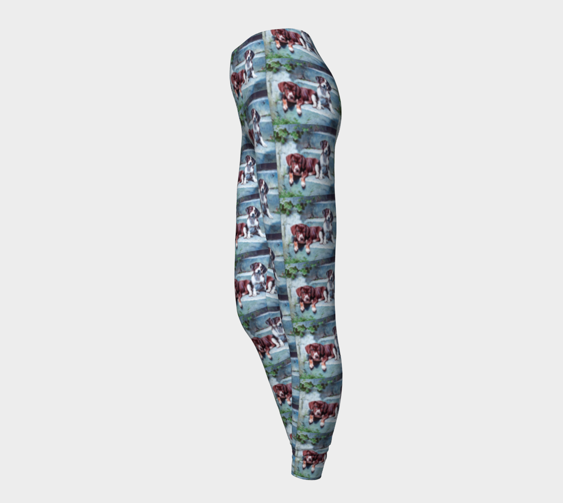 Puzzled Puppies Printed Long Yoga Leggings