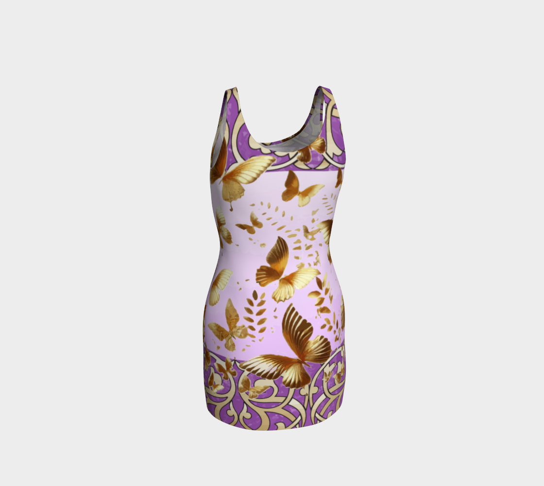 Lavender with Golden Butterflies Mini Bodycon Dress
