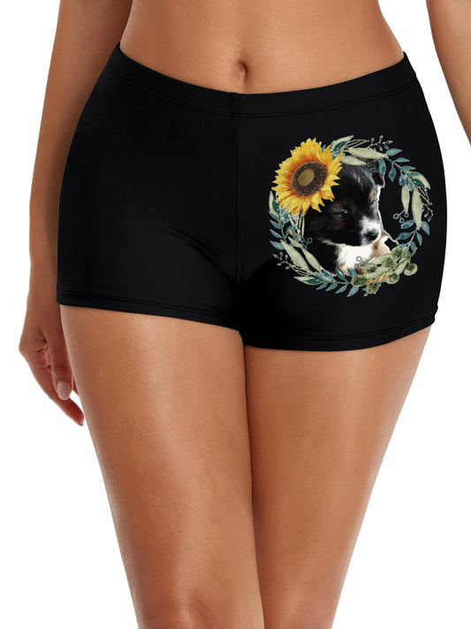 Cute Black Puppy Boxer Brief Boyshorts for Women (Made in USA)
