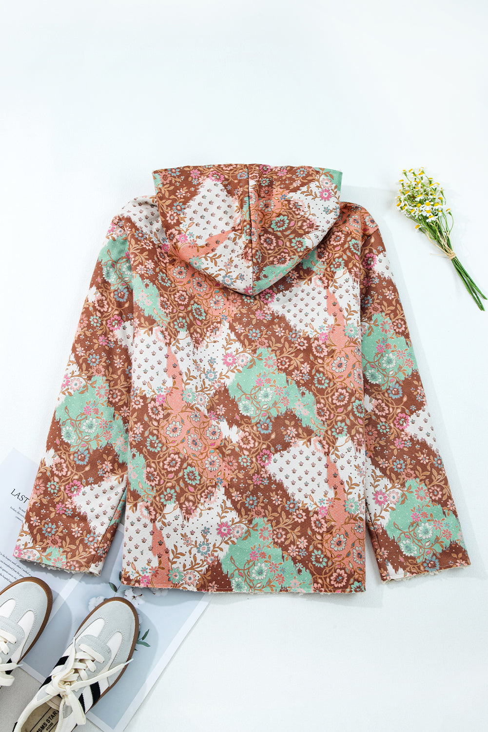 Women's Floral Sherpa Lined Hooded Jacket