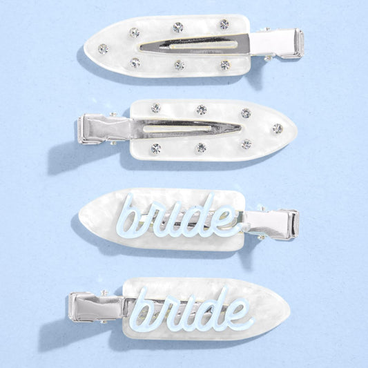 Fetti Blue White Bridal Beauty Hair Clips - 4 pieces