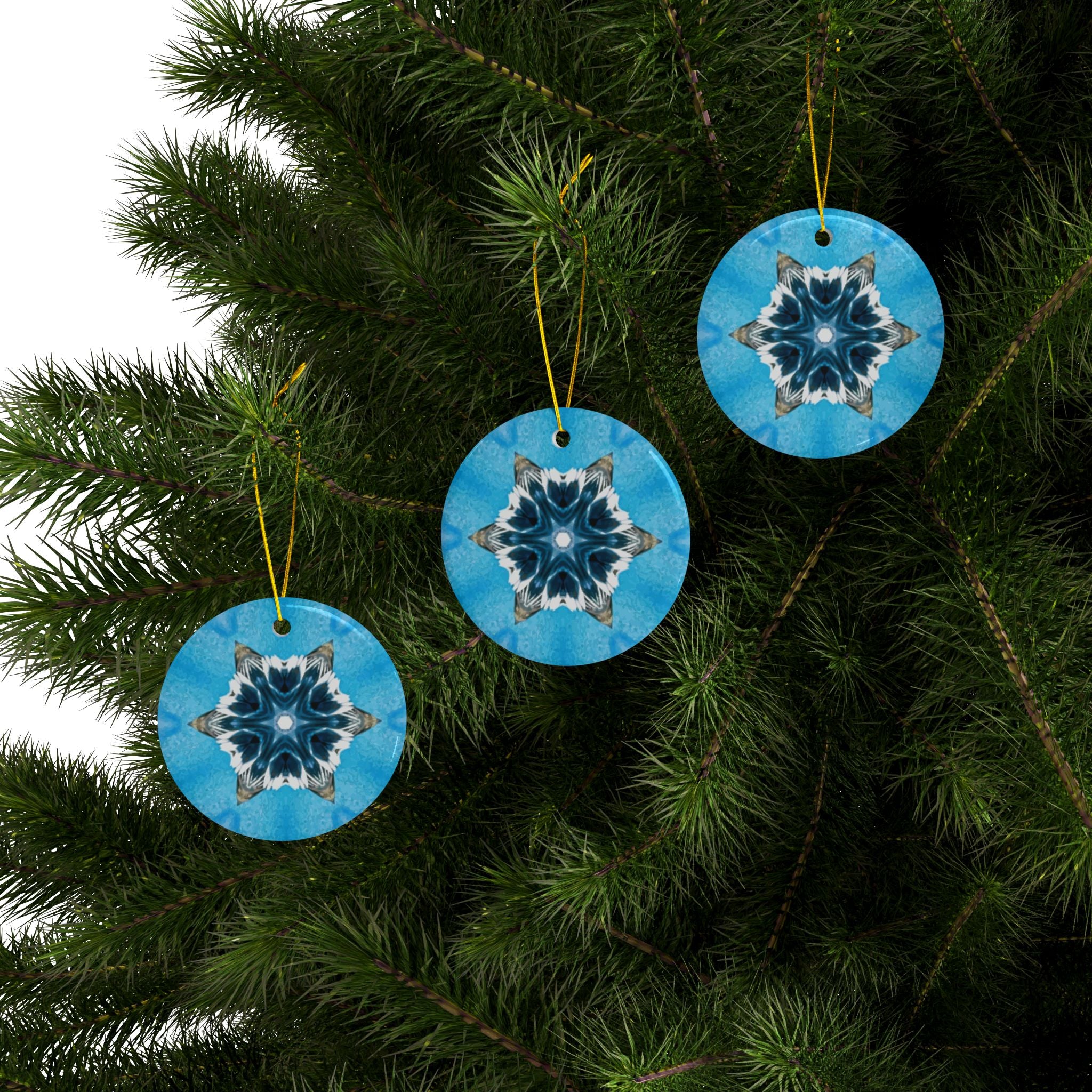 Blue Diamond Ceramic Ornaments 2-Sided Print (1pc, 3pcs, 5pcs, or 10pcs)