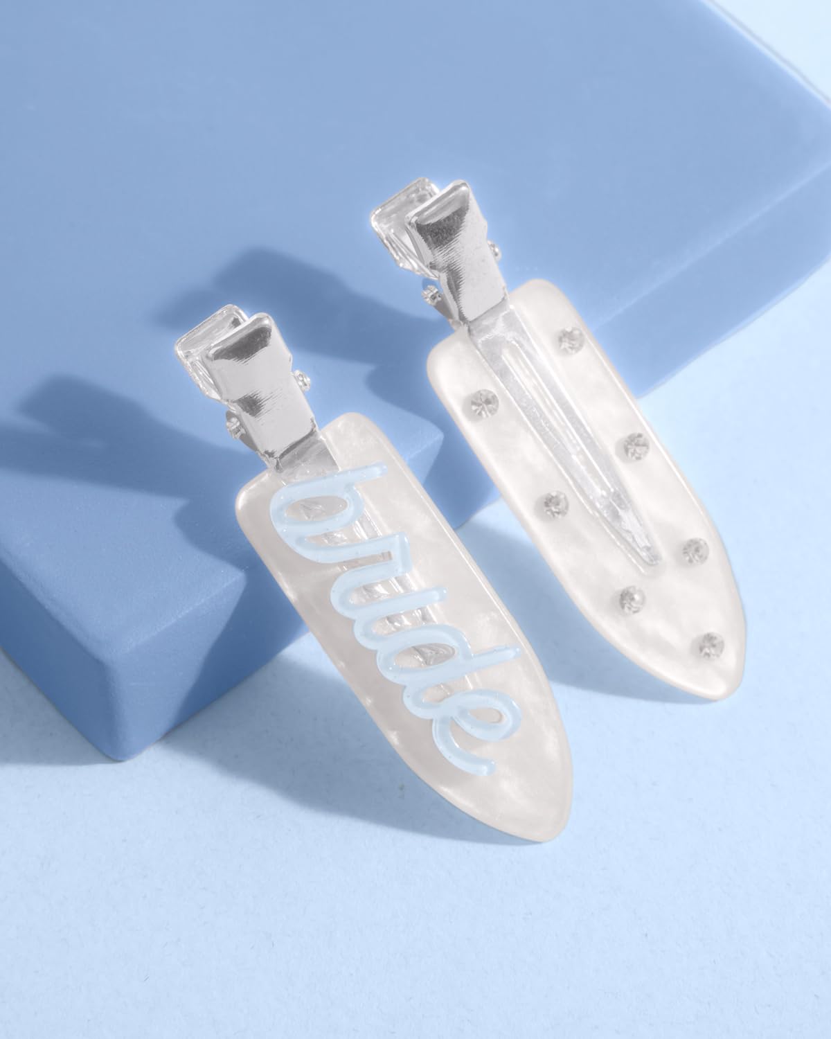 Fetti Blue White Bridal Beauty Hair Clips - 4 pieces