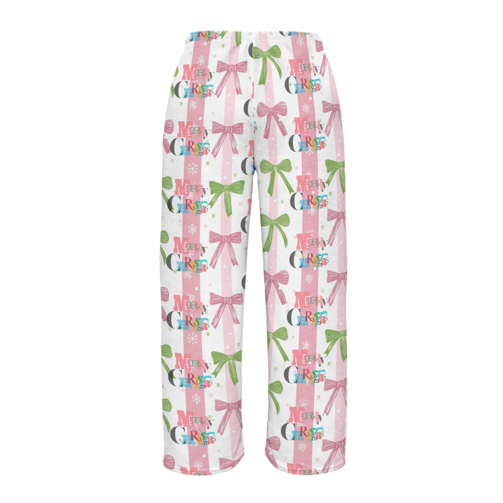 Pink Coquette Merry Christmas Women's Flannel Pajama Pants (Made in USA)