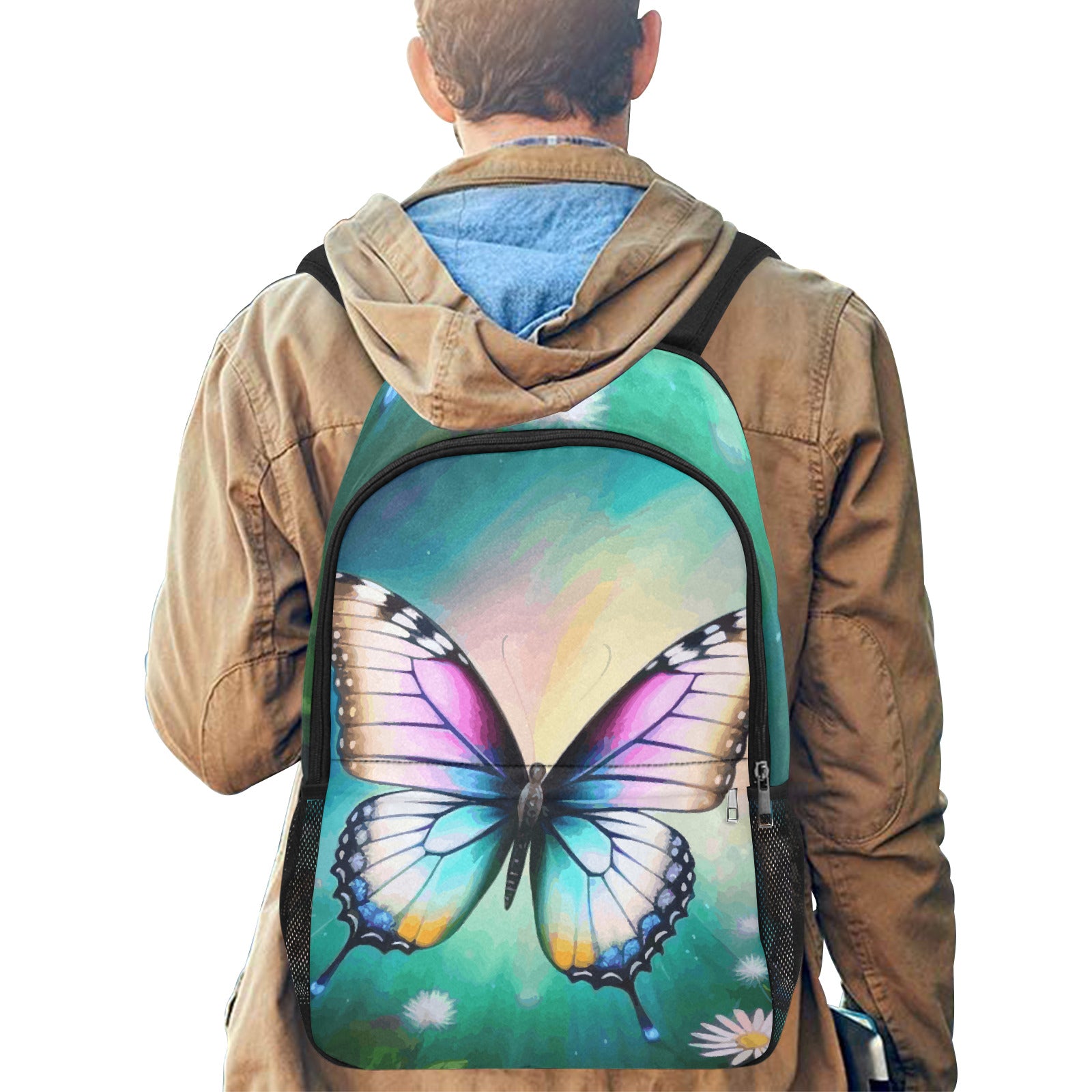 Beautiful Butterfly Backpack with Side Mesh Pockets