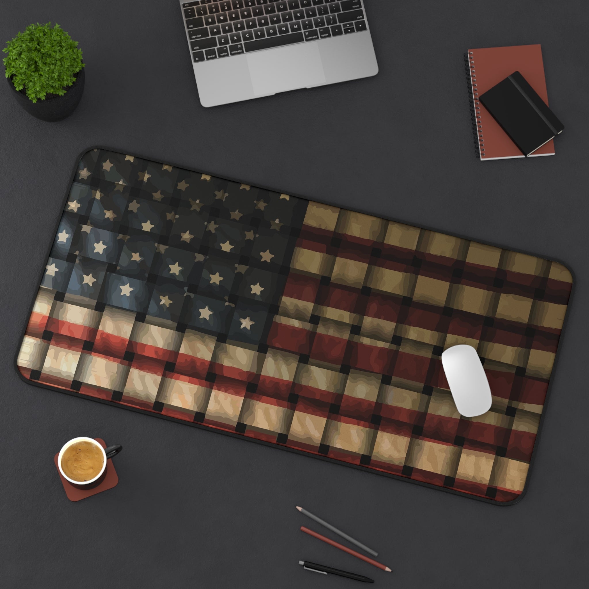 US Flag Basket Weave Pattern Desk Mat