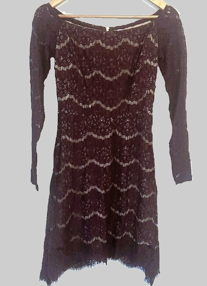 Xhilaration Purple Lace Long Sleeve Short Dress - size XS