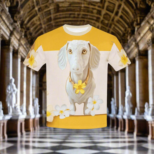 Child's Marble Dog with Flowers Printed T-shirt (Made in USA)