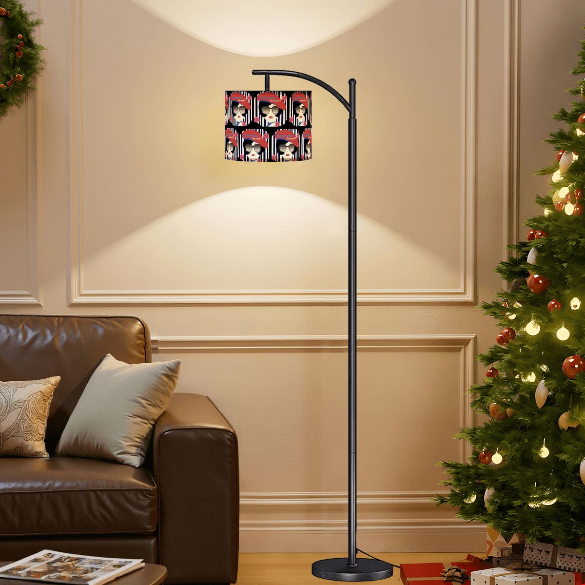 Parlez-vous Francais?  French Girl Arc Floor Lamp (Made in USA)