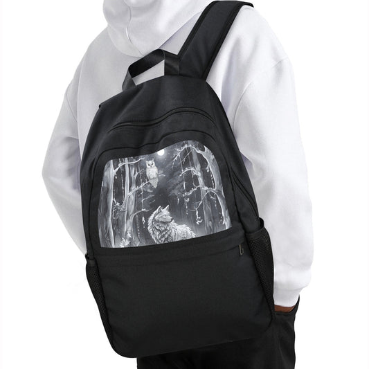 Wolf in Moonlit Forest Casual Backpack | Upper Part Printing
