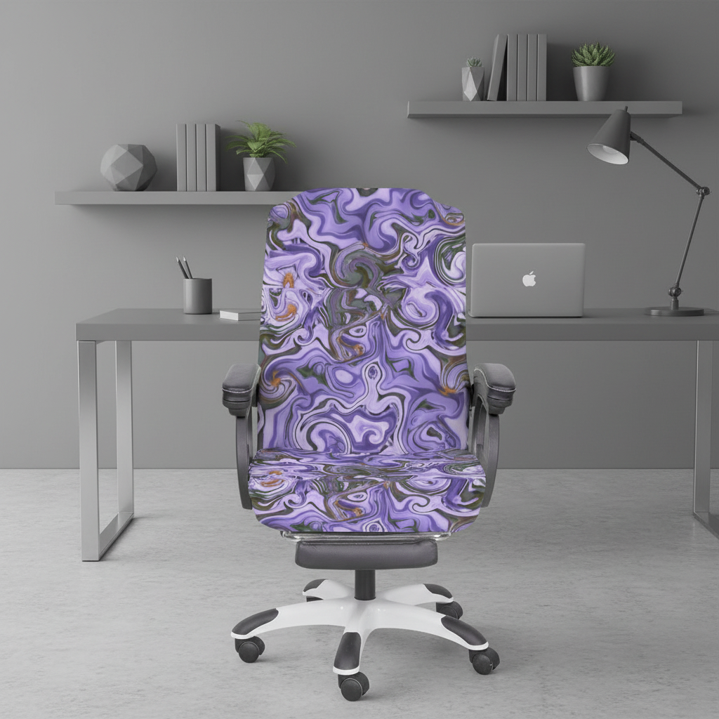 Purple and Grey Marble Office Chair Cover (Made in the USA)