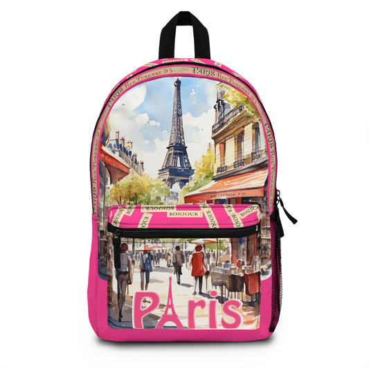 Parisian Street Art Backpack, Trendy School Bag, Eiffel Tower Backpack, Vibrant Paris Design Bookbag, Unique Gift for Teens